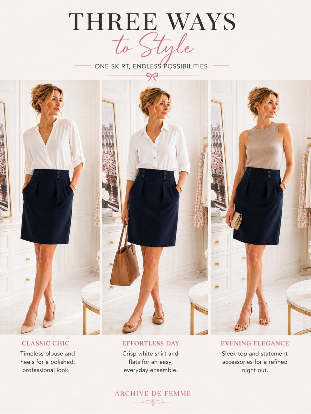 Studio JPR Navy High Waist Pencil Skirt Size 10 Button Detail Career - Picture 3 of 9